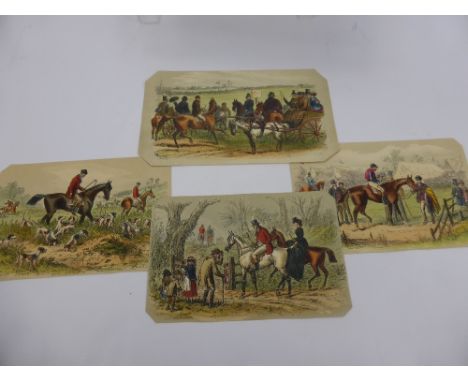 A Miscellaneous Collection of Antique Hand Coloured Prints and Etchings, including racing anf hunting scenes.