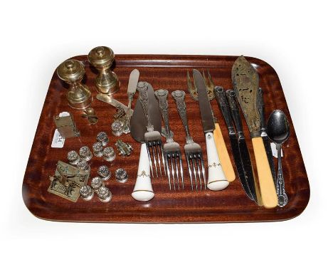 A collection of assorted silver and silver plate, the silver comprising five modern Dutch silver toys, one modelled as a draw