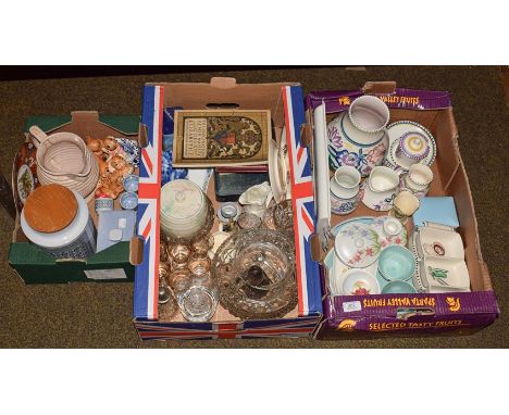 Three boxes of assorted ceramics and glass etc. including Poole Pottery, Hornsea, Worcester and Pendelfin (three boxes)