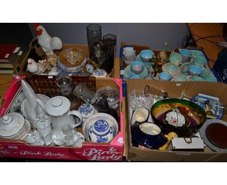 A quantity of modern ceramics, art glass and household china, including Royal Doulton Toby jug, Poole Pottery tea and coffee 