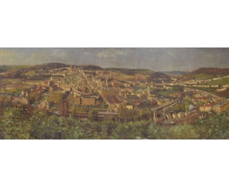 •Peter Edward Mackenzie Brown N.E.A.C. (b. 1967) - Panorama of The City of Bath from Beechen Cliff, Alexandra Park, signed an