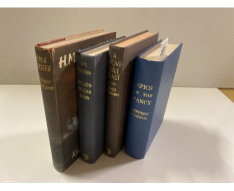 4 first editions HMS Ulysses, Alistair Maclean, 1955 with dust jacket, Billion Dollar Brain, Len Deighton 1966 no dust jacket