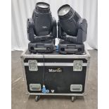 2x Martin Mac 700 wash lights with flight case - L 1200 x W 590 x H 740mm