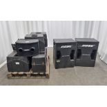 8x BOSE 802 series 2 speakers in cases, 2x BOSE 302 subwoofers with covers