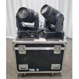 2x Martin Mac 700 wash lights with flight case - L 1200 x W 590 x H 740mm