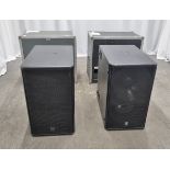 2x Logic LS300 15 inch subwoofer speakers in flight case