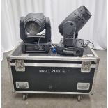 2x Martin Mac 700 wash lights with flight case - L 1200 x W 590 x H 740mm
