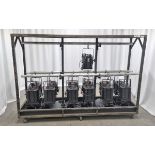 13x Starlette 1000W fresnels on meat rack - accessories to include barn doors - colour frames