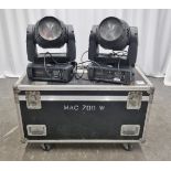 2x Martin Mac 700 wash lights with flight case - L 1200 x W 590 x H 740mm