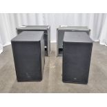 2x Logic LS300 15 inch subwoofer speakers in flight case