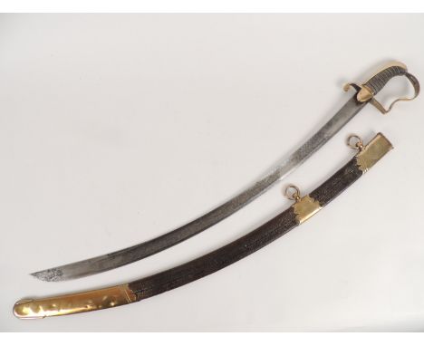 1796 pattern Light Cavalry officer's sword, 82.5cm fullered curved blade, by F J Runkel, Solingen, brass finger guard with br