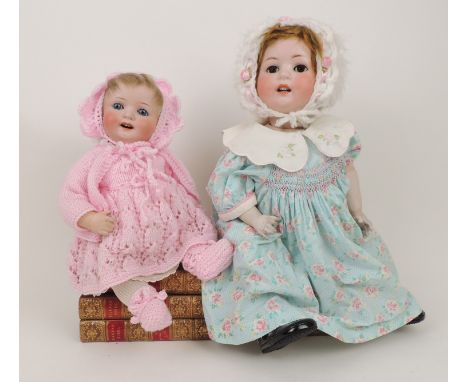 Heubach Koppelsdorf bisque headed doll, mould mark '300.7', sleeping eyes with lashes, flickering tongue, composition bent li