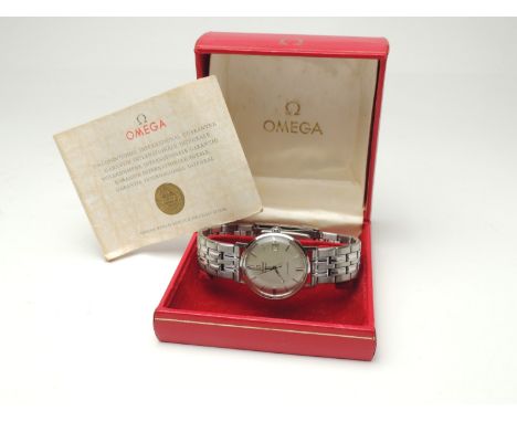 Omega Seamaster gent's stainless steel automatic wristwatch, 1960s, 34mm case, the dial with baton numerals, centre sweep sec