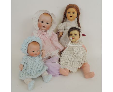 Armand Marseille bisque headed baby doll, with moulded hair, number '518/6 1/2K', sleeping eyes, composition bent limb body, 