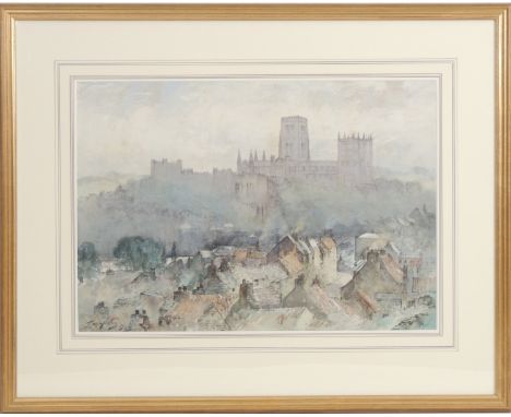 Thomas Swift Hutton (Circa 1860-1935), A view of Durham, watercolour, signed and dated 1925, 39cm x 55cm (Please note conditi