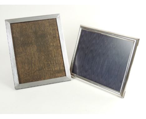Silver rectangular photograph frame, Birmingham 1932, with engine turned decoration, original oak easel back, aperture size 2