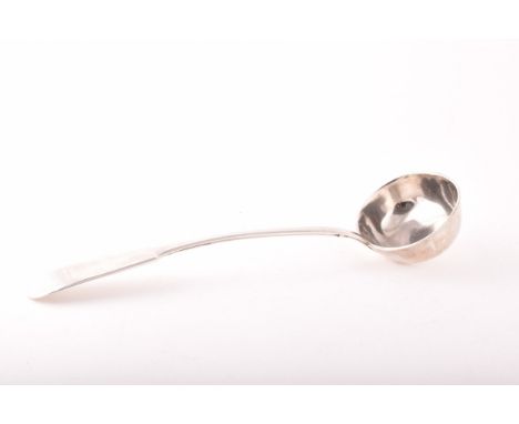 A 19th century Russian silver soup ladle, hallmarked A.M 1858, stamped .84 with oval bowl and fiddle pattern stem. Condition 