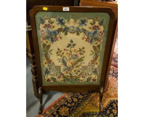 MAHOGANY FRAMED TAPESTRY FIRE SCREEN (AF)