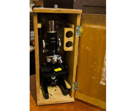 MICROSCOPE IN WOODEN CASE