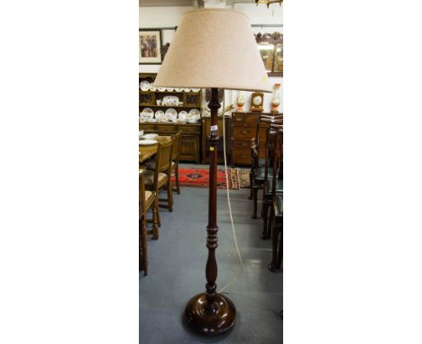 MAHOGANY STANDARD LAMP + SHADE