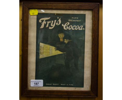 OLD FRY'S COCOA ADVERT PRINT IN FRAME