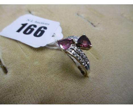 A 9ct diamond and pink tourmaline dress ring size R