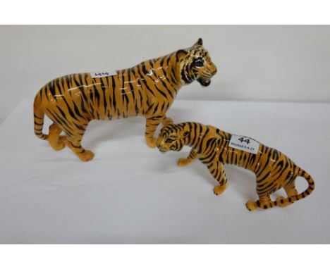 Similar Pair of Beswick Tiger Ornament, 12” & 8”w, no chips