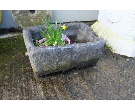 Small Limestone Trough, rectangular shaped, 24”h x 17”w