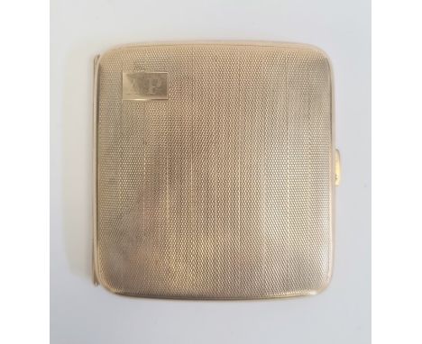 A 1920s 9ct gold Walker &amp; Hall cigarette case, engine turned, initialled 'AP', date mark 1926, 92g approx.&nbsp;