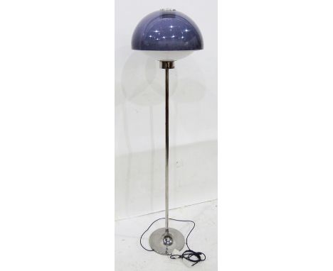 Modern standard lamp with chrome base and blue perspex dome shade, approx. 154cm high x 41cm diameterCondition ReportThere is