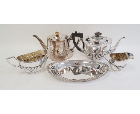 Silver plate to include teapot, dish, spoons etc and a pair of silver handled manicure tools and a tea strainer with Dutch wi