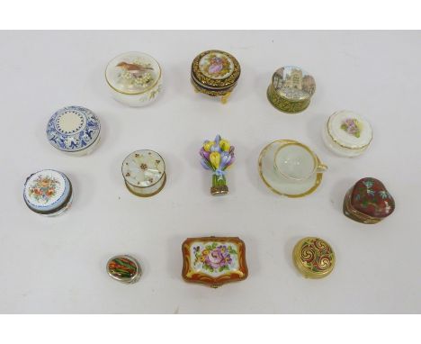 Assorted lidded pots to include blue and white example marked 'A Fumanti Gubbio', Ayshford Fine Bone China miniature teacup a