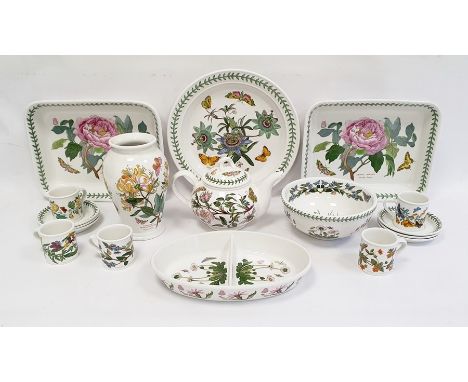Two Portmeirion rectangular casserole dishes, teapot, circular dish, six coffee cups and saucers and other Portmeirion Condit