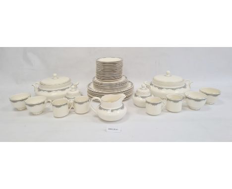 Extensive service of Royal Doulton 'Albany' pattern dinner and tea ware, originally for eight persons and to include five var