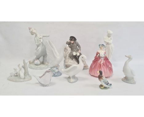 Royal Doulton china figure 'Genevieve',  four Nao porcelain bird groups and models and small quantity sundry ceramics 