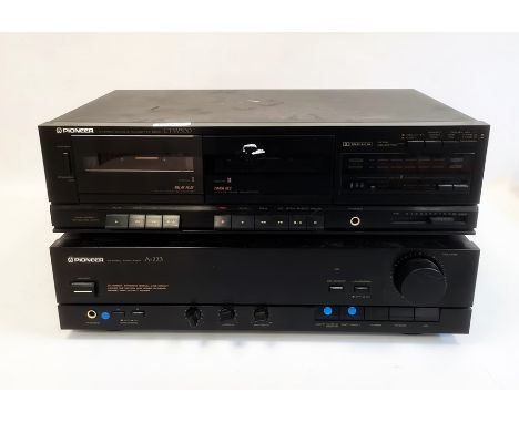 Pioneer A-223 stereo amplifier with CT-W300 twin cassette deck