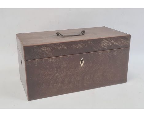 19th century mahogany tea caddy with mixing bowl to interior, 16.5cm x 33cm 
