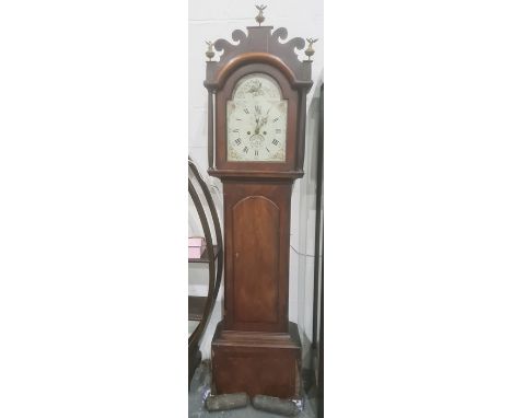 19th century longcase clock with eight-day movement, marked Bell, with Roman numerals, subsidiary seconds dial and date apert