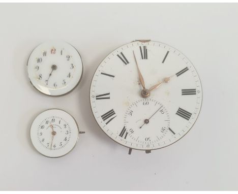 19th century fusee pocket watch movement by Davies & Co, Litherland, Liverpool, with white enamel dial (damaged), having subs