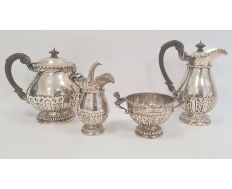 Early 20th century Elkington silver four-piece tea and coffee service&nbsp;comprising teapot (22ozt total approx., 18cm high)