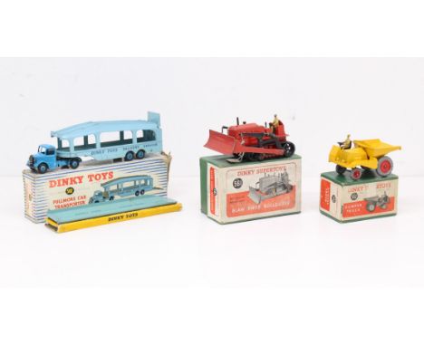 Dinky: A collection of three boxed Dinky Supertoys vehicles, to comprise: Blaw Knox Bulldozer, 561; Dumper Truck, 562; and Pu