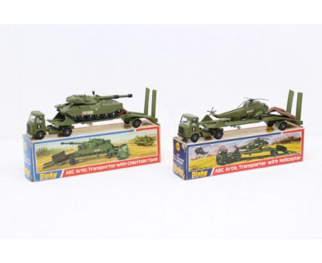 Dinky Toys: A boxed Dinky Toys, AEC Artic Transporter with Chieftain Tank, Ref. 616; and AEC Artic Transporter with Helicopte