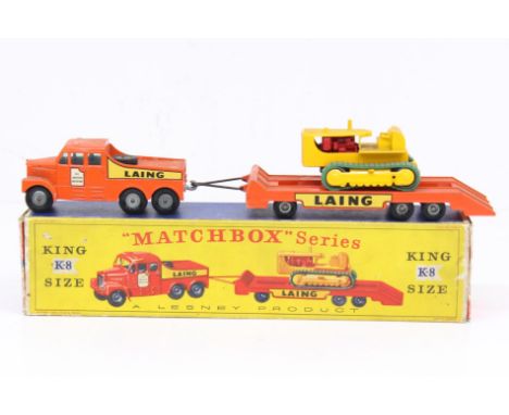 Matchbox: A boxed Matchbox Series King Size, Tractor and Transporter, Reference K-8. Original box, general wear expected with