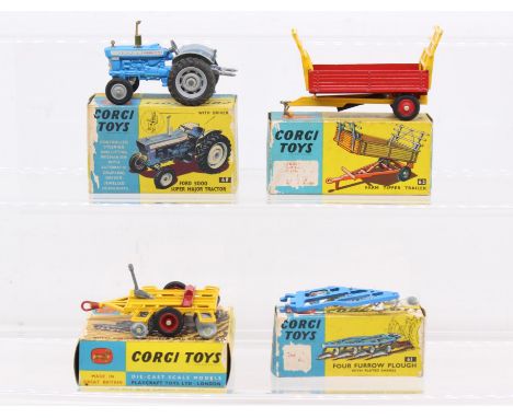 Corgi: A collection of four boxed Corgi Toys, to comprise: Ford 5000 Super Major Tractor Ref. 67; Farm Tipper Trailer Ref. 62