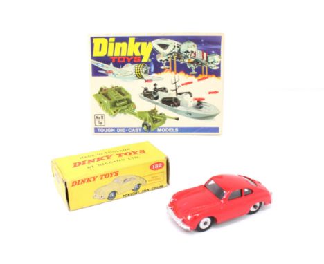 Dinky: A boxed Dinky Toys, Porsche 356A Coupe, Reference No. 182, red body with silver hubs. Original box, general wear expec