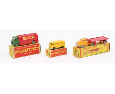 Dinky: A collection of three boxed Dublo Dinky Toys, to comprise: A.E.C. Mercury Tanker Shell BP With Windows, 070, red and g