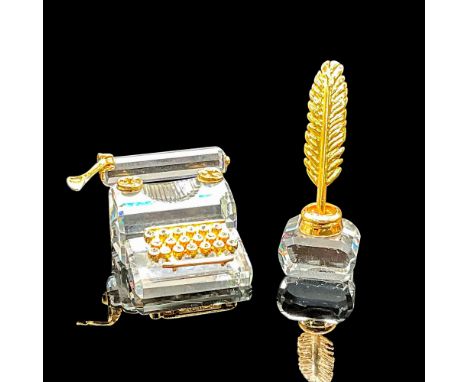 Lead crystal with gold accents. Includes: Typewriter and Ink Well. Part of the Crystal Memories Collection. Swarovski backsta