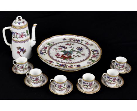 ROYAL WORCESTER; a floral decorated bachelor service in the Aesthetic Movement style, comprising pedestal tazza, diameter 26c