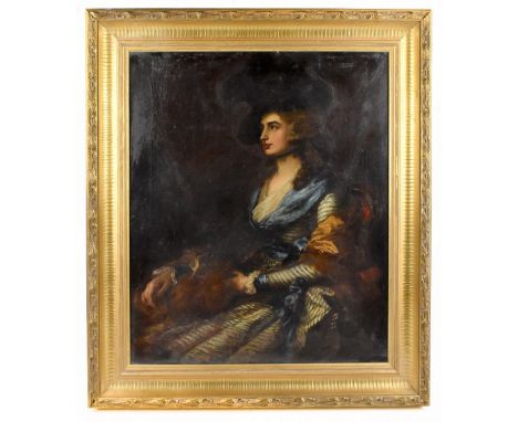 ALFRED WARD (1880-1929) AFTER GAINSBOROUGH; oil on canvas, portrait study of Mrs Sissons, indistinctly signed lower right, 61