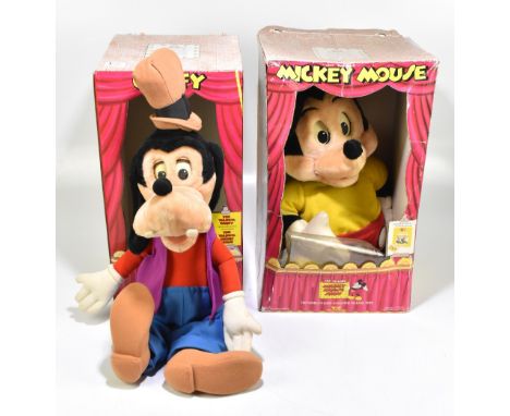 WORLDS OF WONDER - THE TALKING MICKEY MOUSE SHOW; two cassette playing soft toys of Mickey and Goofey, length 57cm.